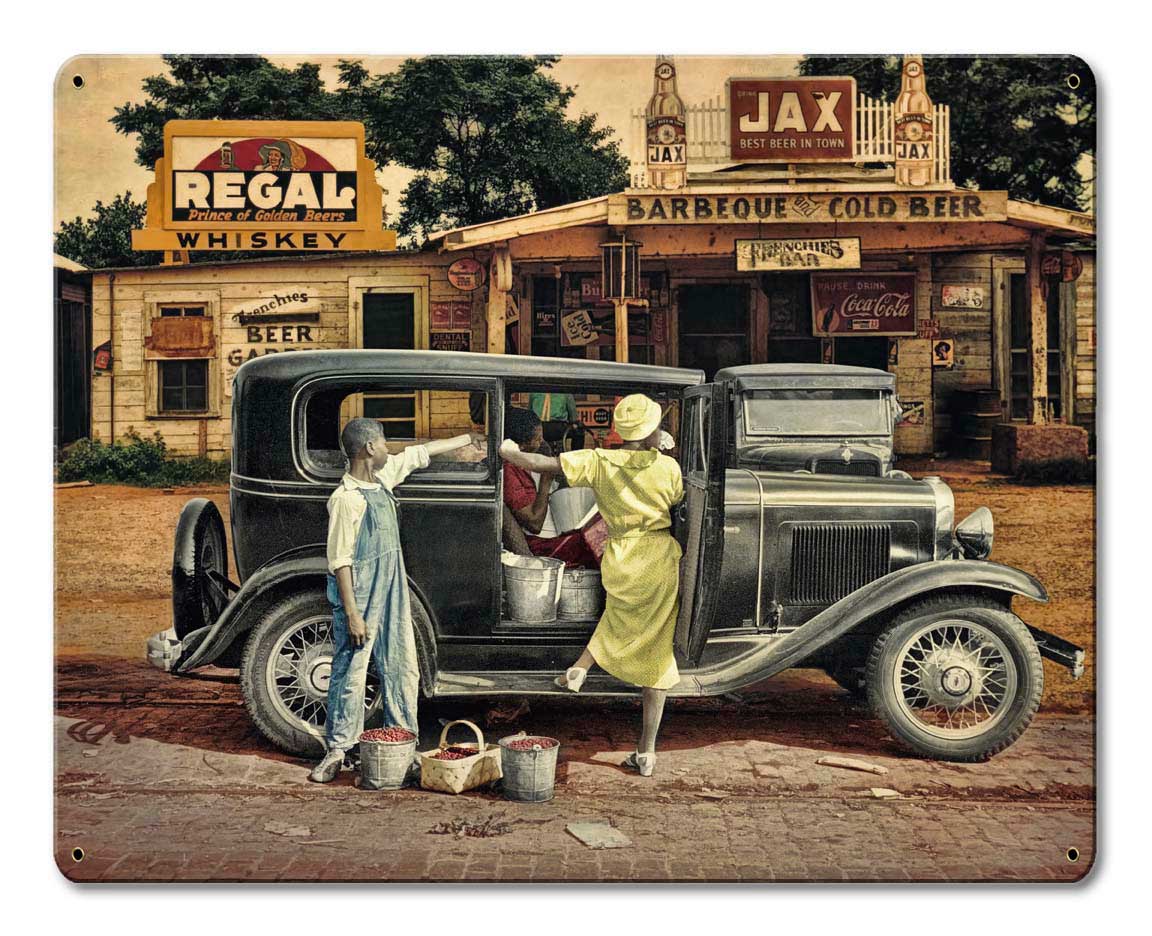 BERRIES AND BBQ Vintage Sign, Food & Drink, Metal Sign, Wall Art, 15 X 12 Inches