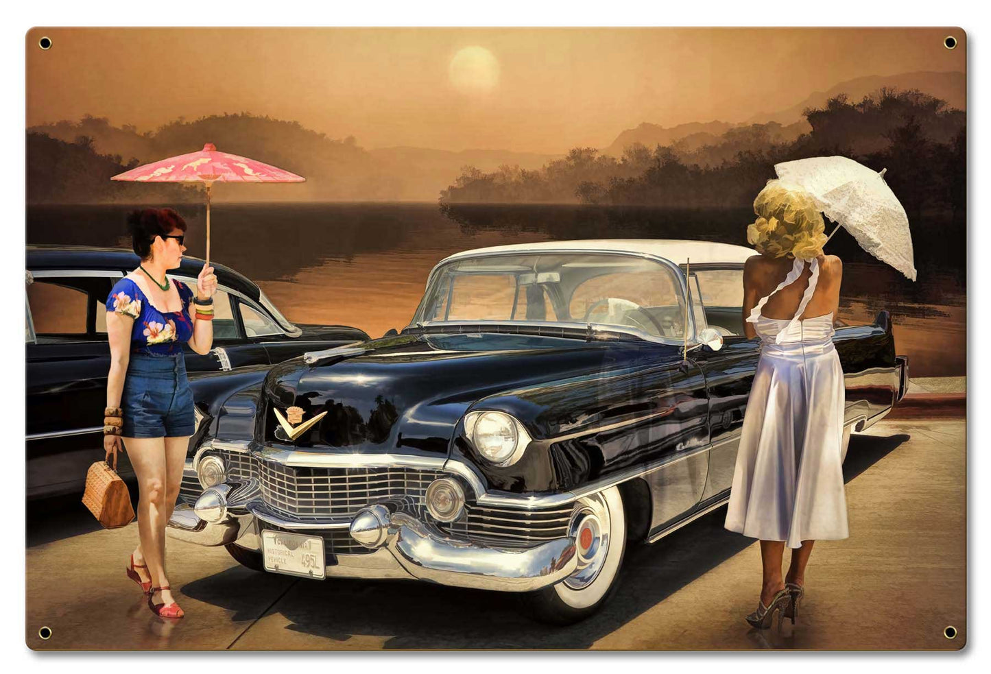 Women Love The Cadillac Philosophy Vintage Sign, Automotive, Metal Sign, Wall Art, 24 X 16 Inches