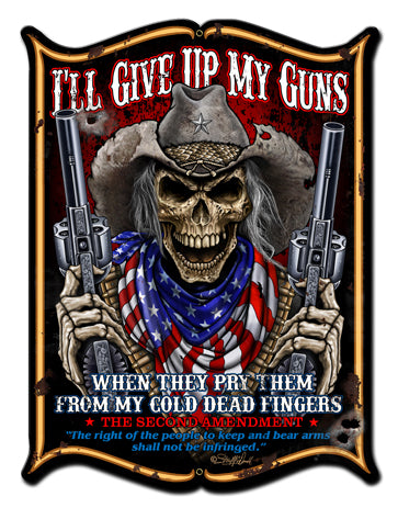 I'll Give Up My Guns Vintage Sign, Other, Metal Sign, Wall Art, 18 X 24 Inches