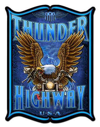 Thunder Hwy Vintage Sign, Other, Metal Sign, Wall Art, 24 X 33 Inches