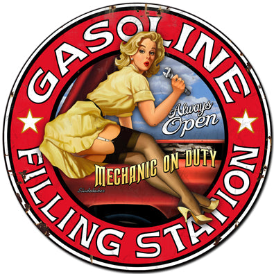 Filling Station Vintage Sign, Other, Metal Sign, Wall Art, 30 X 30 Inches