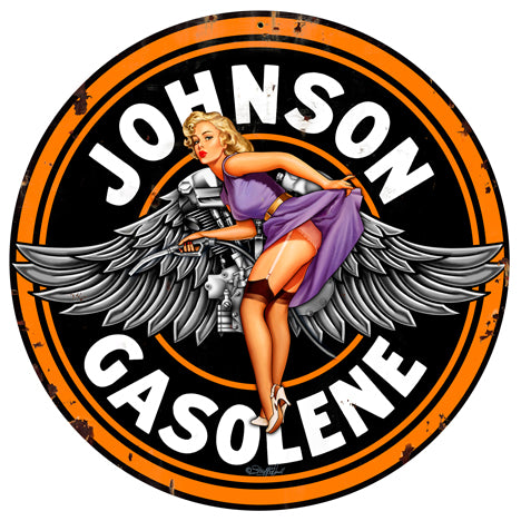 Johnson Gas Vintage Sign, Oil & Petro, Metal Sign, Wall Art, 24 X 24 Inches