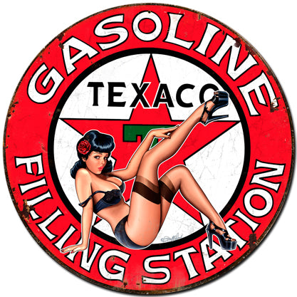 Texaco Girl Vintage Sign, Automotive, Metal Sign, Wall Art, 30 X 30 Inches