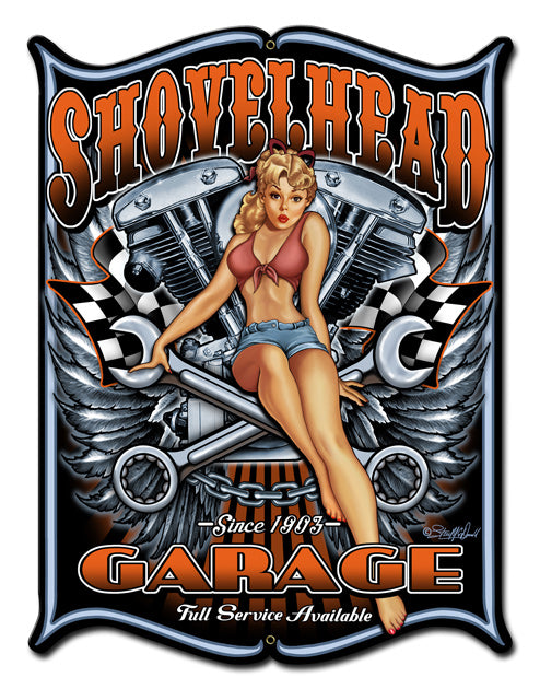 Shovelhead Vintage Sign, Motorcycle, Metal Sign, Wall Art, 18 X 24 Inches