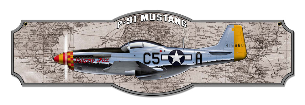 P-51 Vintage Sign, Aviation, Metal Sign, Wall Art, 24 X 7 Inches