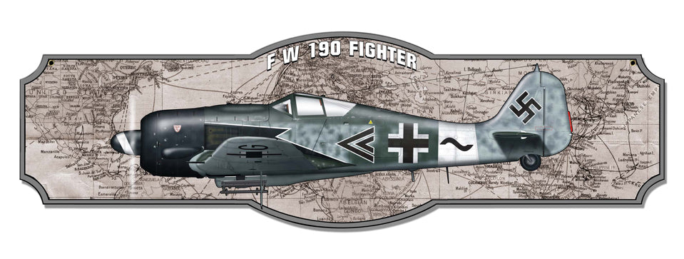 1-FW 190 Vintage Sign, Aviation, Metal Sign, Wall Art, 35 X 10 Inches