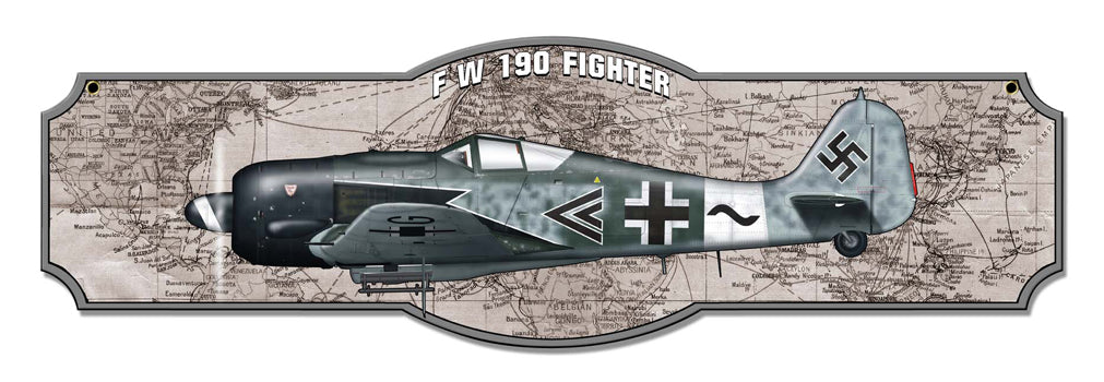 1-FW 190 Vintage Sign, Other, Metal Sign, Wall Art, 24 X 7 Inches