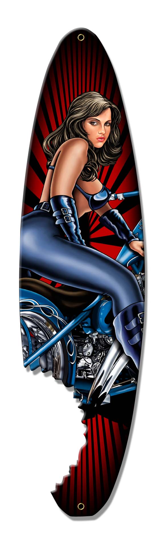 Pin Up Surfboard Vintage Sign, Other, Metal Sign, Wall Art, 6 X 24 Inches