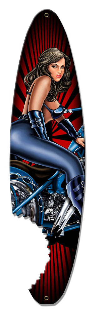 Pin Up Surfboard Vintage Sign, Other, Metal Sign, Wall Art, 30 X 8 Inches