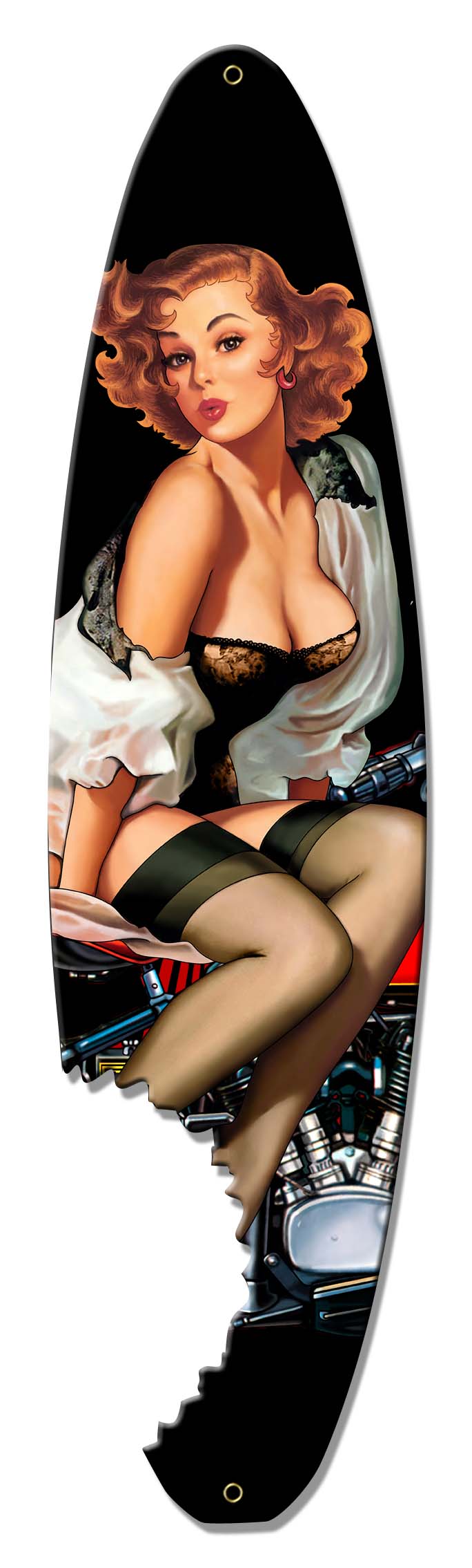 Pin Up Surfboard Vintage Signs, Other, Metal Sign, Wall Art, 30 X 8 Inches