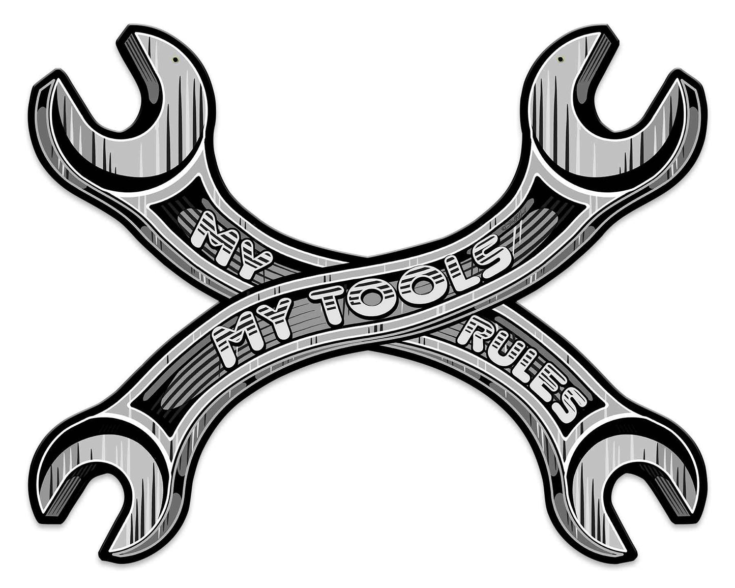 My Tools My Rules Wrench Vintage Sign, Automotive, Metal Sign, Wall Art, 24 X 19 Inches