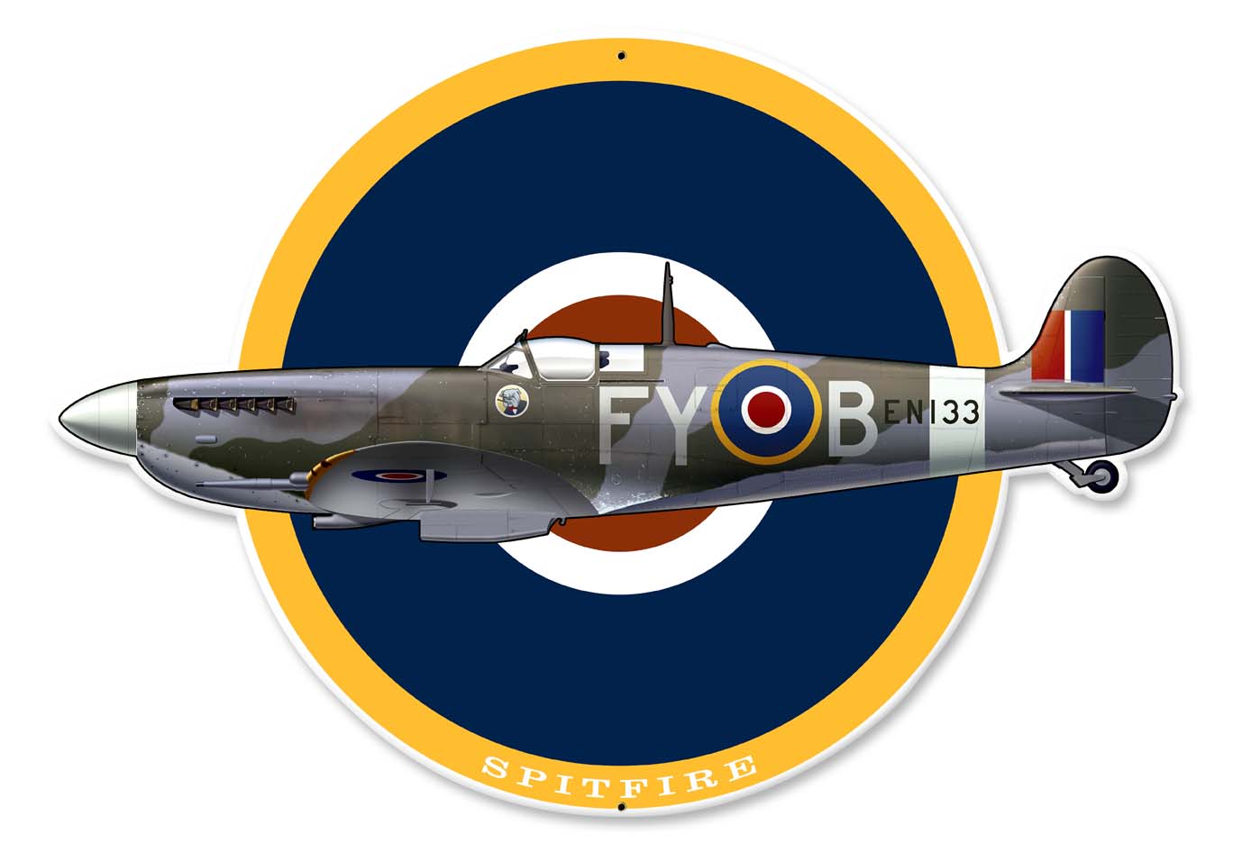Spitfire Cutout Vintage Sign, Other, Metal Sign, Wall Art, 18 X 12 Inches