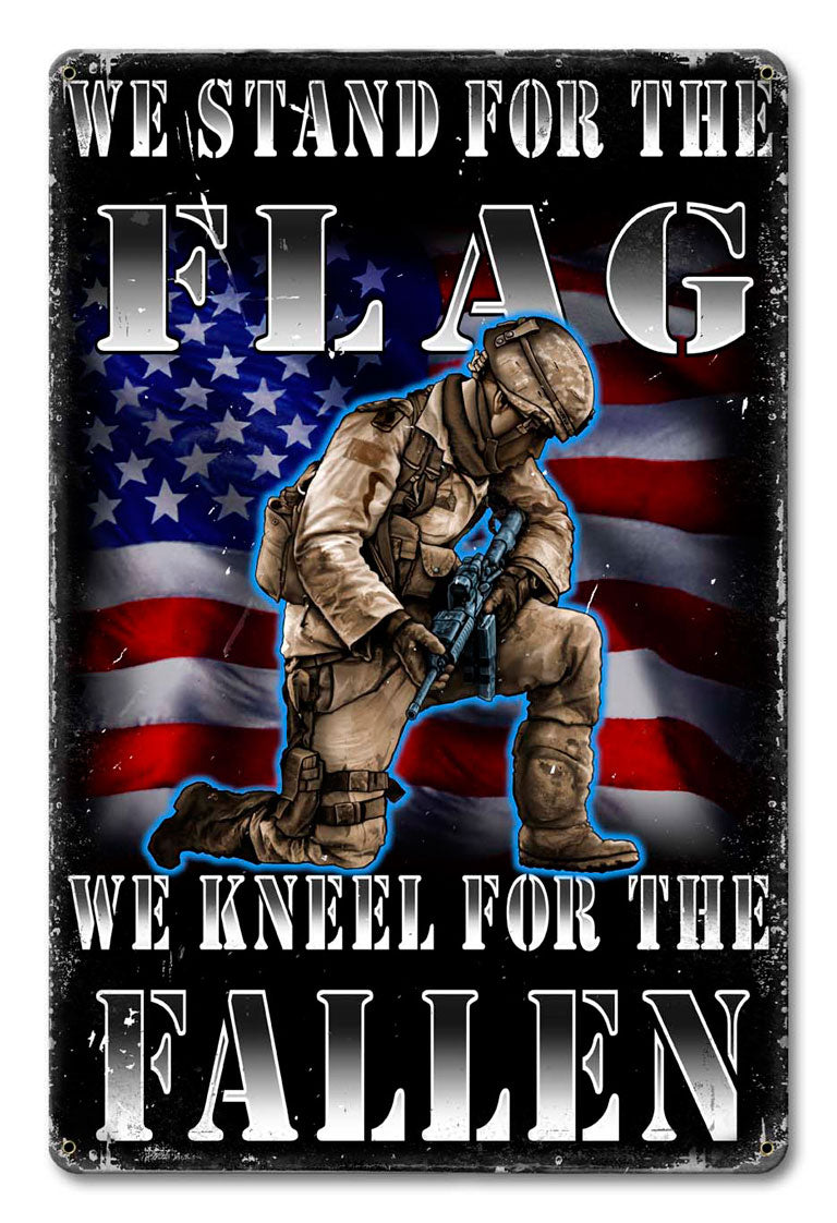 Stand For The Flag Vintage Sign, Other, Metal Sign, Wall Art, 12 X 18 Inches