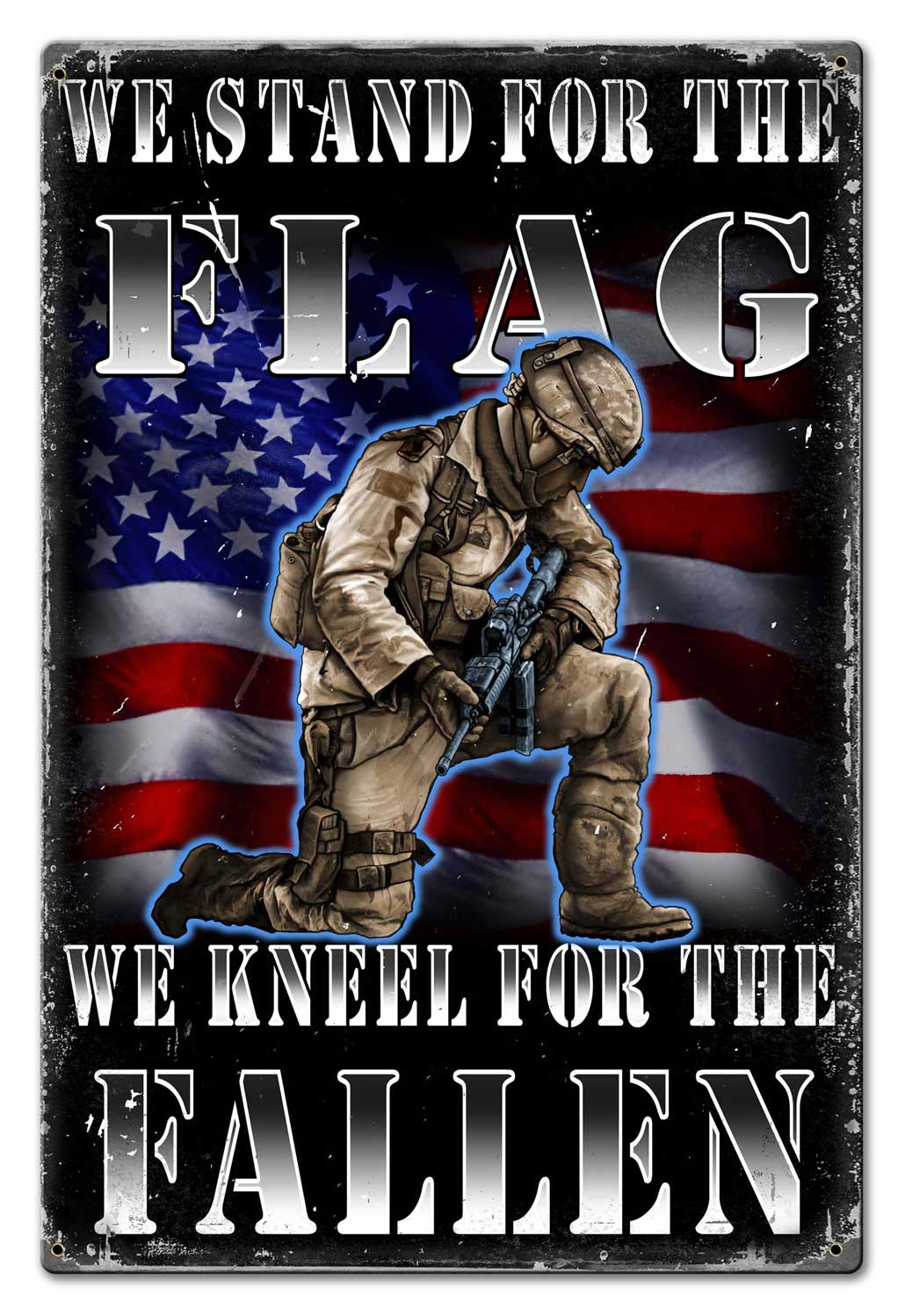 Stand For The Flag Vintage Sign, Other, Metal Sign, Wall Art, 20 X 30 Inches