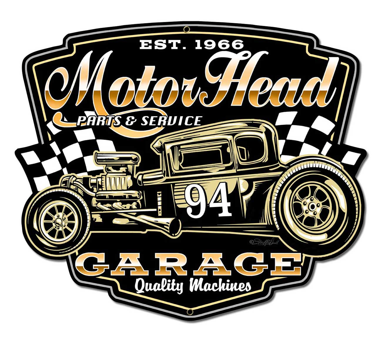 Motor Head Garage Vintage Sign, Other, Metal Sign, Wall Art, 18 X 16 Inches