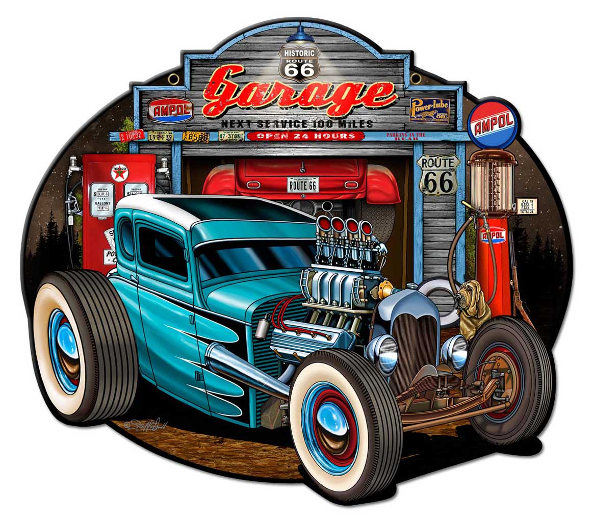 Garage Rod Vintage Sign, Other, Metal Sign, Wall Art, 16 X 14 Inches