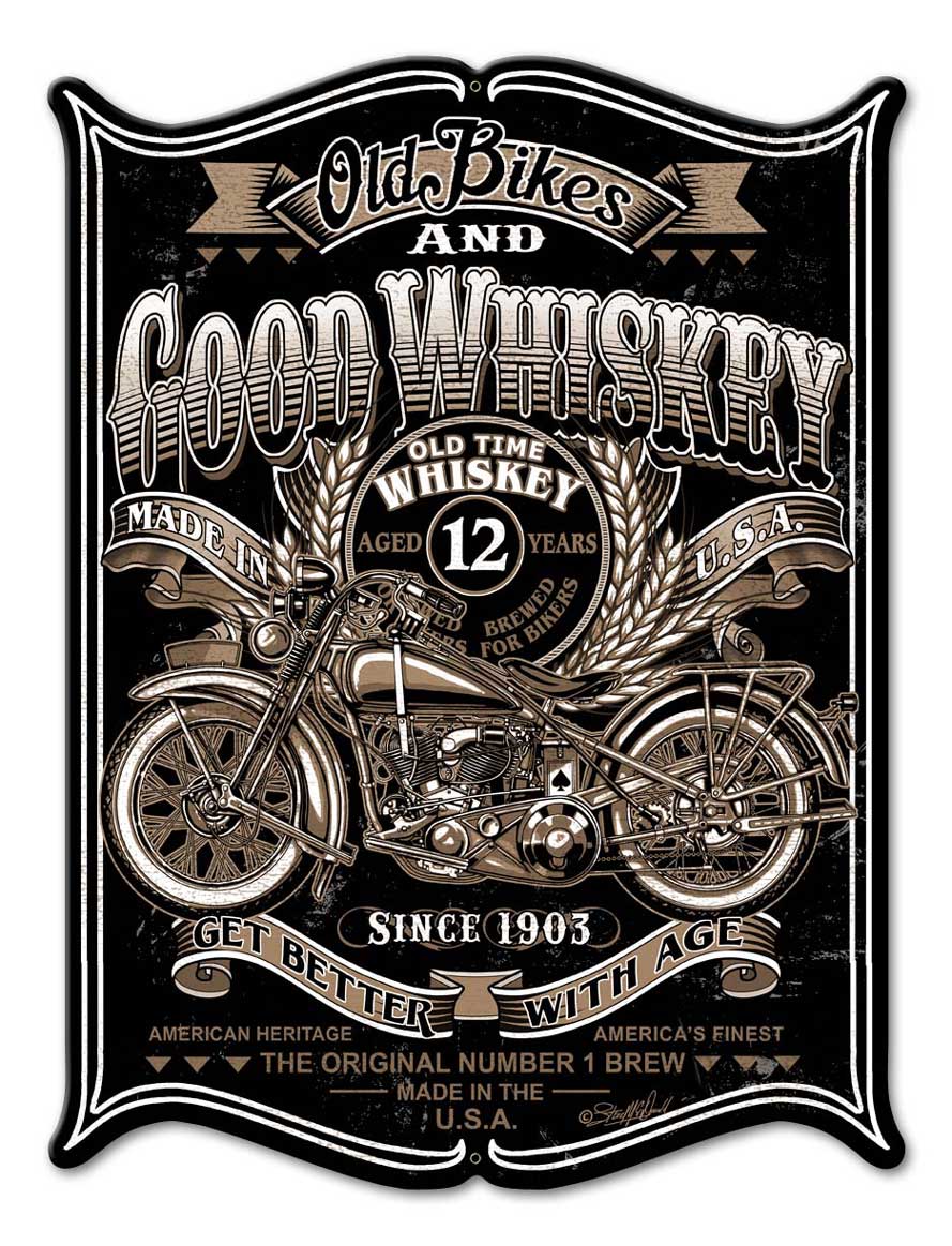 Old Bikes Vintage Sign, Other, Metal Sign, Wall Art, 12 X 16 Inches
