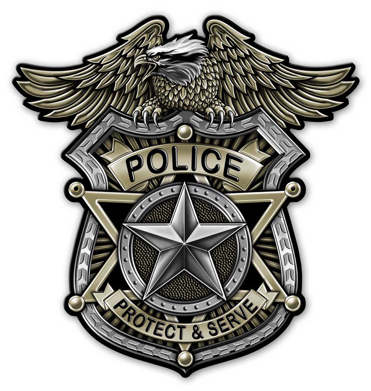 Police Badge Vintage Sign, Other, Metal Sign, Wall Art, 18 X 18 Inches