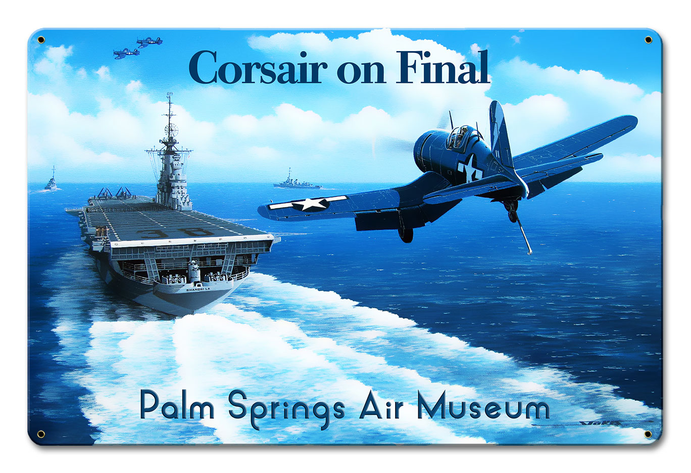 STK205 - CORSAIR AND CARRIER, Aviation, Metal Sign, Wall Art, 18 X 12 Inches