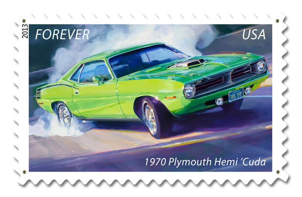 Hemi Cuda Stamp Vintage Sign, Automotive, Metal Sign, Wall Art, 24 X 16 Inches