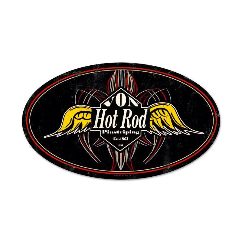Pinstripe Oval, Automotive, Metal Sign, Wall Art, 24 X 14 Inches