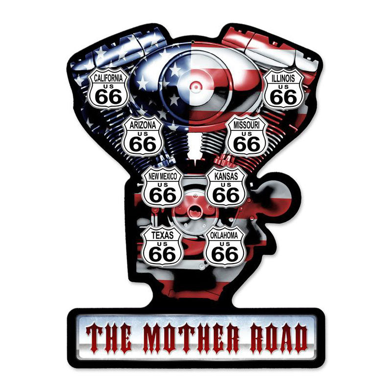 Mother Road Vintage Sign, Transportation, Metal Sign, Wall Art, 19 X 14 Inches