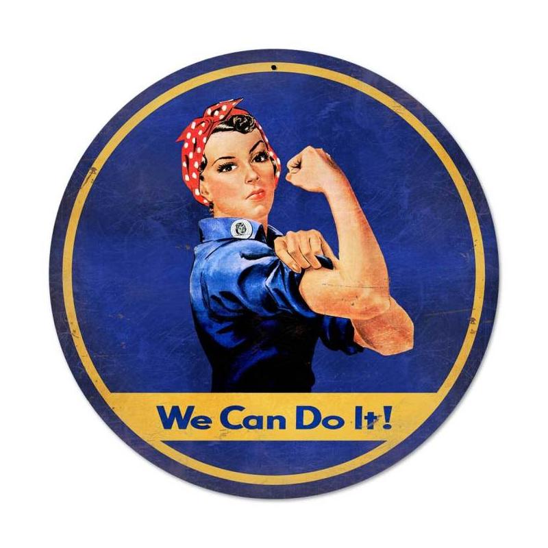 Rosie The Riveter Vintage Sign, Patriotic, Metal Sign, Wall Art, 28 X 28 Inches