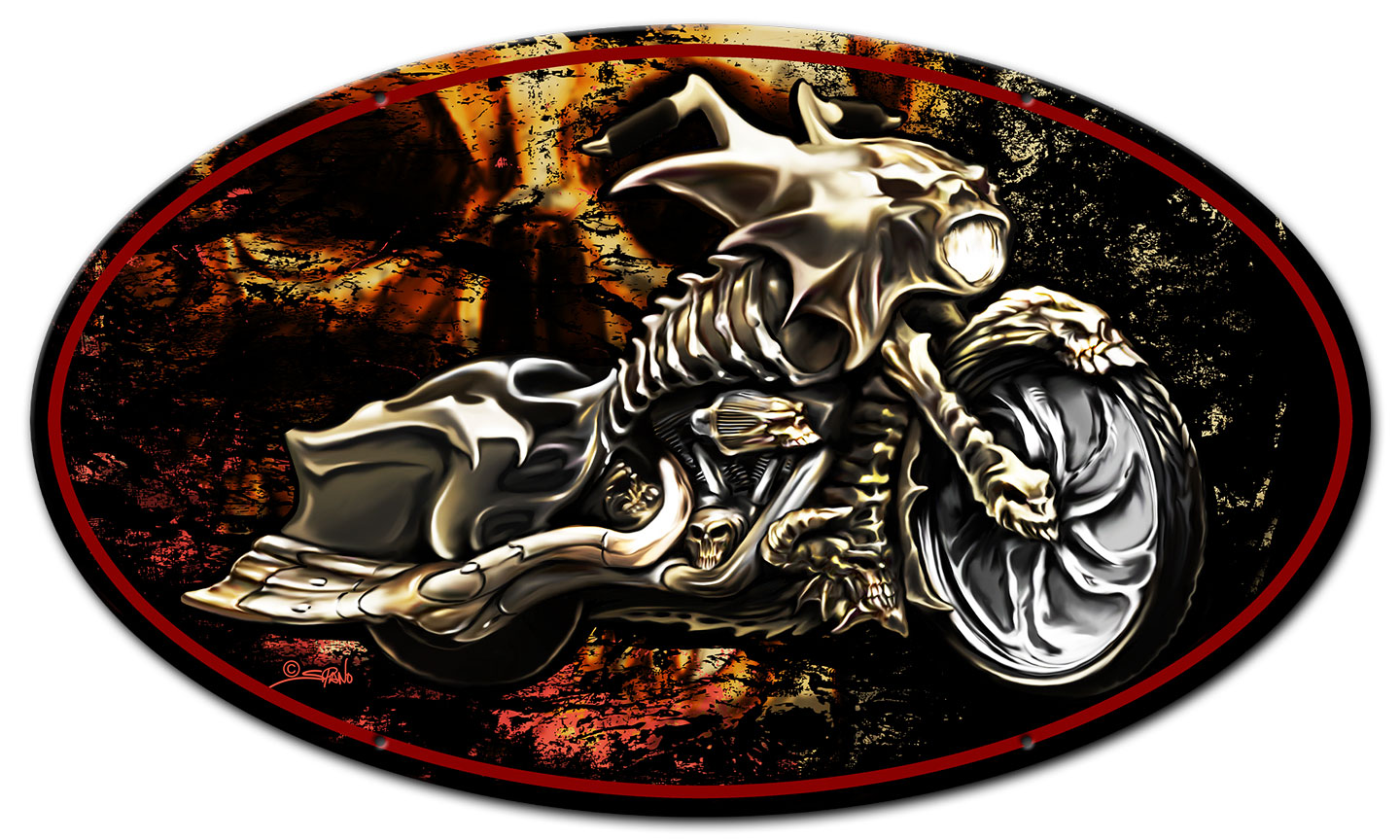 Bad Ass Bagger Vintage Sign, Motorcycle, Metal Sign, Wall Art, 14 X 14 Inches