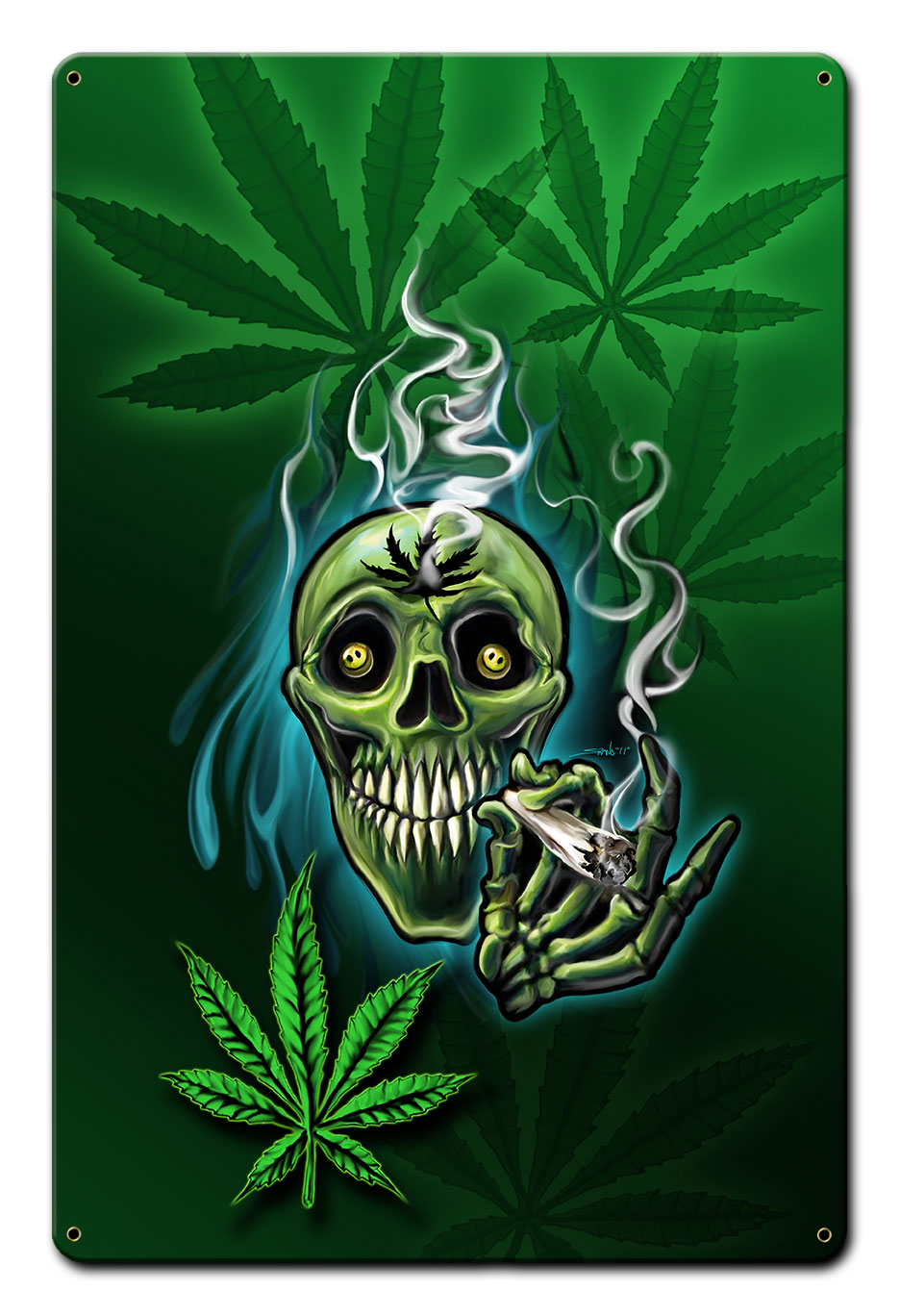 Happy Pot Head Vintage Sign, Automotive, Metal Sign, Wall Art, 12 X 18 Inches