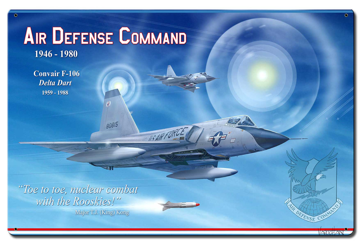 F-106 Air Defense Command Vintage Sign, Aviation, Metal Sign, Wall Art, 24 X 16 Inches