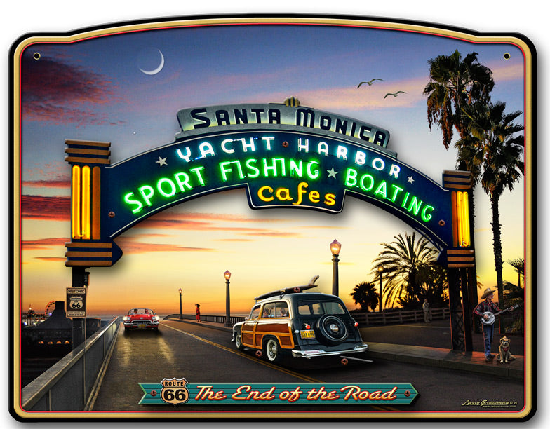 3-D SANTA MONICA PIER Vintage Sign, Travel, Metal Sign, Wall Art, 20 X 16 Inches