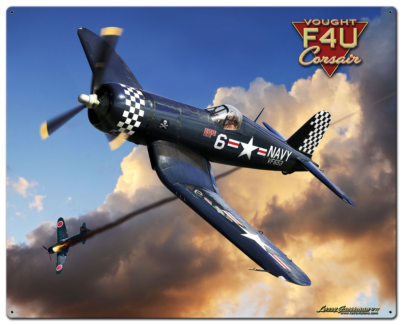 Corsair F4U, Aviation, Metal Sign, Wall Art, 24 X 30 Inches