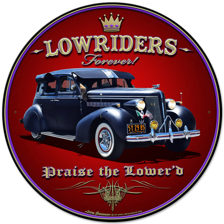 Lowriders Forever, Automotive, Metal Sign, Wall Art, 28 X 28 Inches