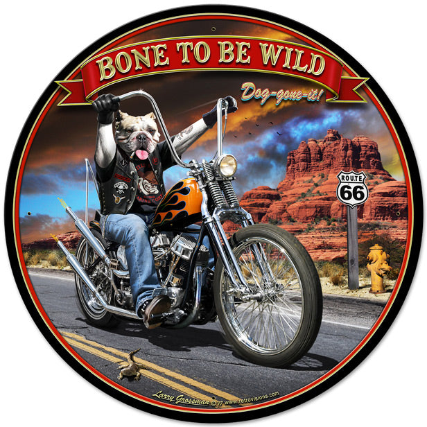 Bone To Be Wild Vintage Sign, Automotive, Metal Sign, Wall Art, 28 X 28 Inches