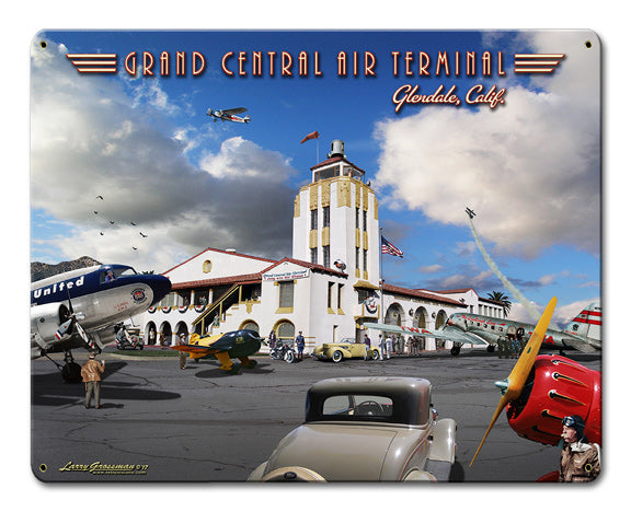 Grand Central Air Terminal Vintage Sign, Aviation, Metal Sign, Wall Art, 12 X 15 Inches