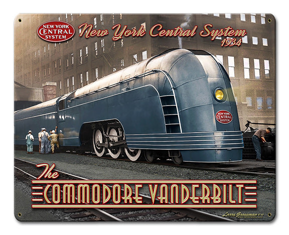 Commodore Vanderbilt Vintage Sign, Automotive, Metal Sign, Wall Art, 12 X 15 Inches