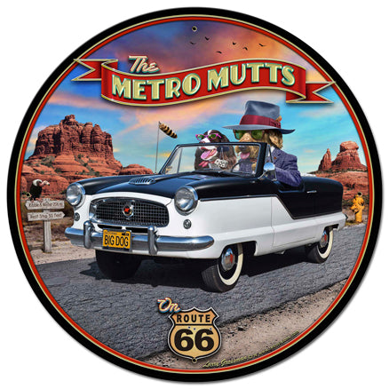 Metro Mutts Vintage Sign, Automotive, Metal Sign, Wall Art, 28 X 28 Inches