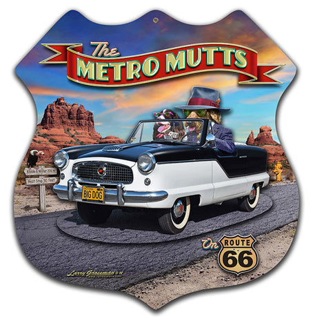 3-D Metro Mutts Vintage Sign, 3-D, Metal Sign, Wall Art, 20 X 21 Inches