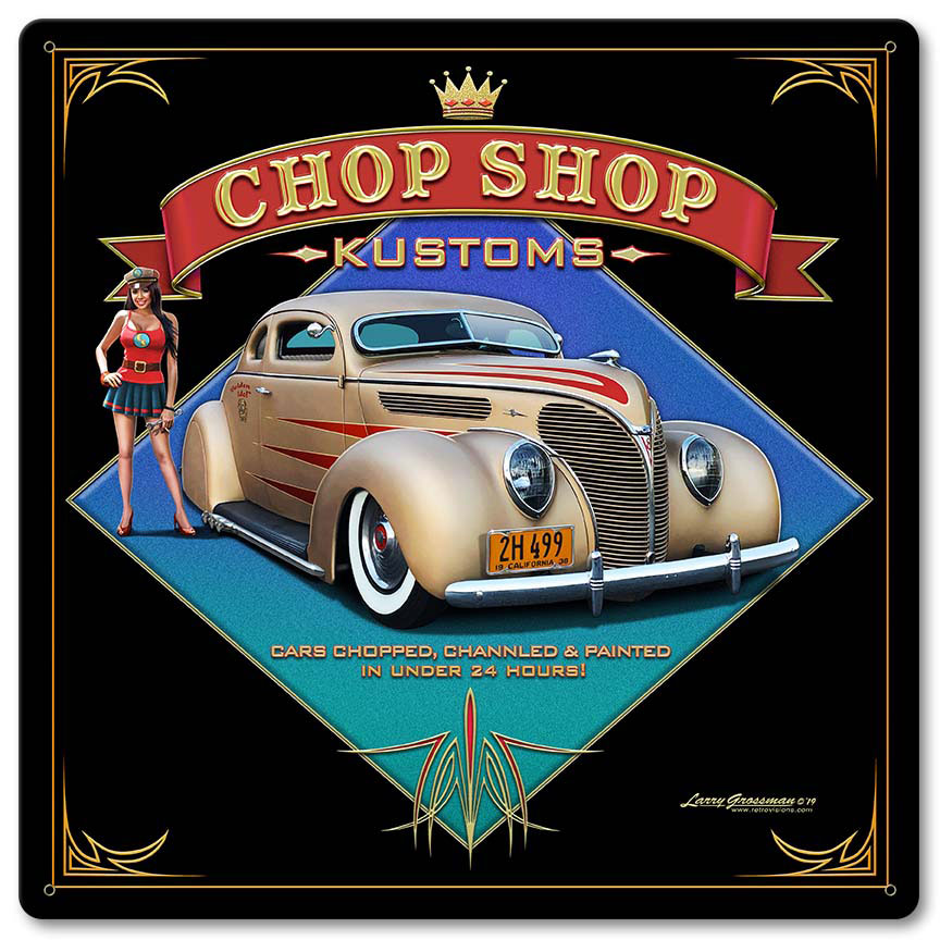 1938 Ford Kustom Vintage Sign, Automotive, Metal Sign, Wall Art, 12 X 12 Inches
