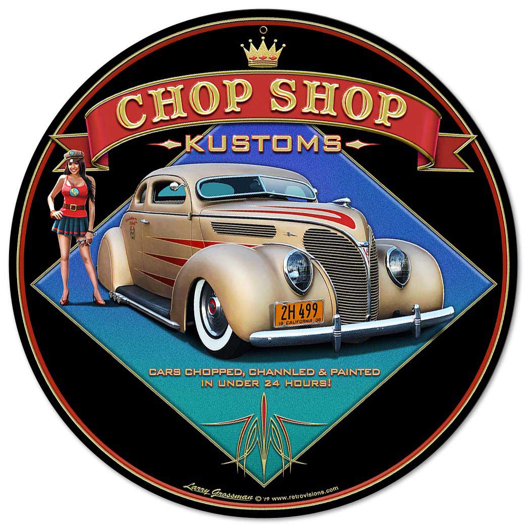 1938 Ford Kustom Vintage Sign, Automotive, Metal Sign, Wall Art, 14 X 14 Inches