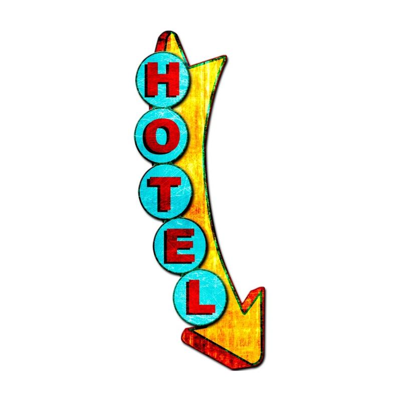 3-D Hotel Sign Vintage Sign, 3-D, Metal Sign, Wall Art, 10 X 26 Inches