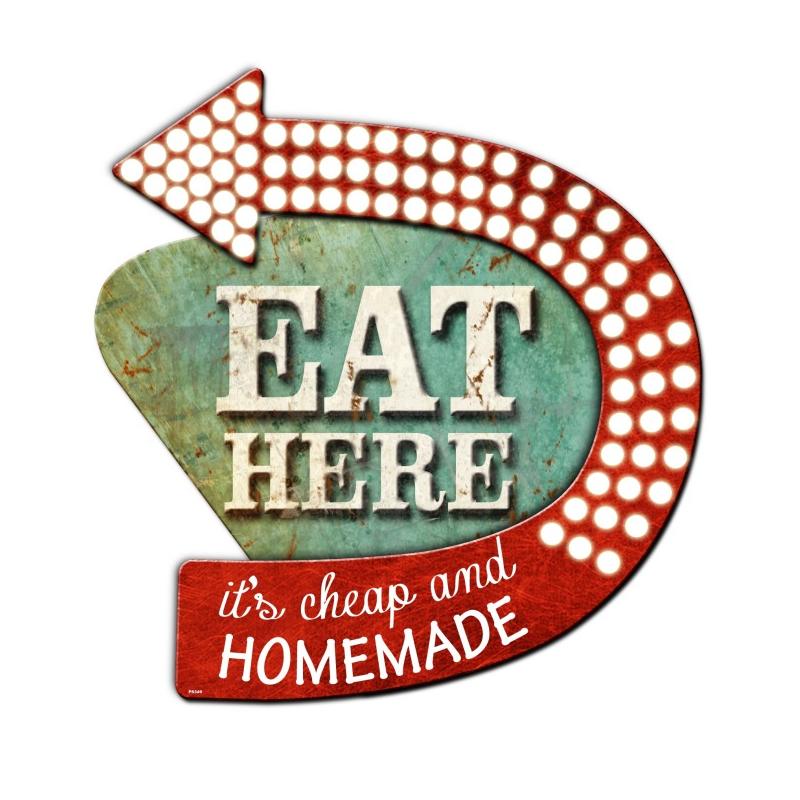 3-D Eat Here Sign Vintage Sign, 3-D, Metal Sign, Wall Art, 21 X 24 Inches