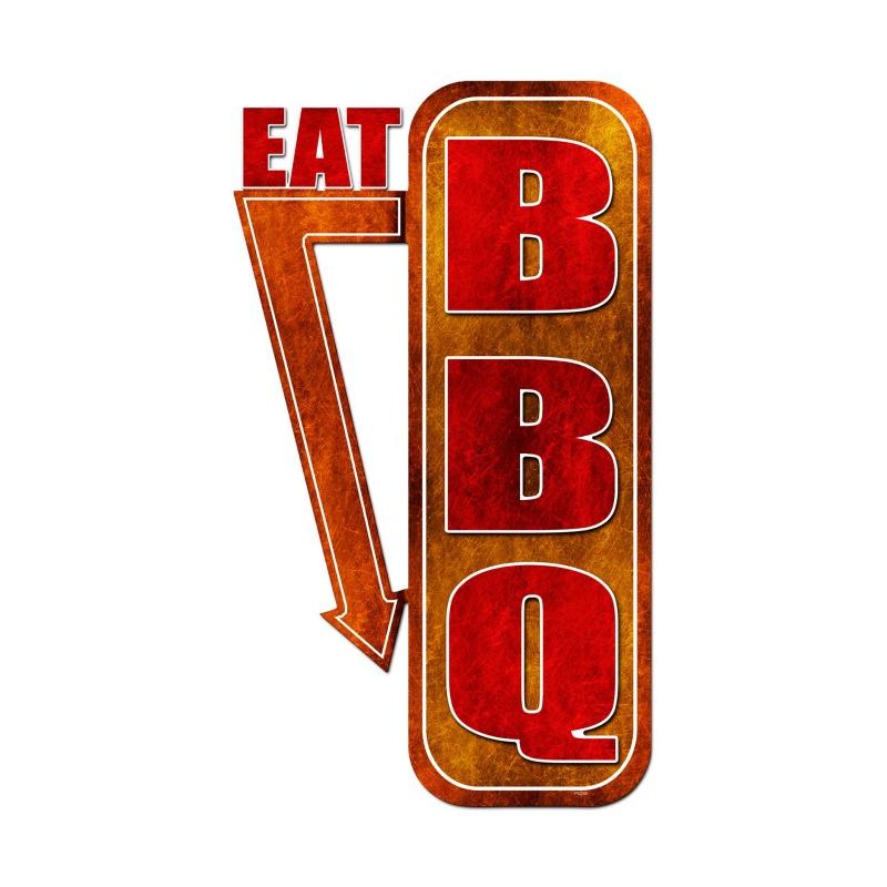 Eat Bbq Vintage Sign, Oil & Petro, Metal Sign, Wall Art, 15 X 24 Inches