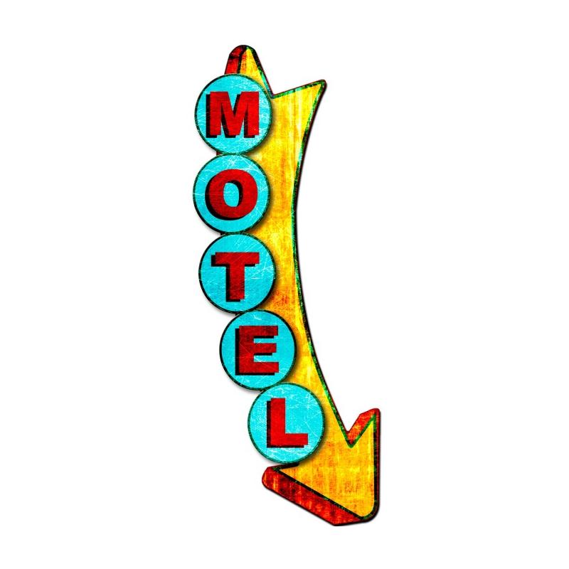3-D Motel Metal Display Vintage Sign, 3-D, Metal Sign, Wall Art, 10 X 26 Inches