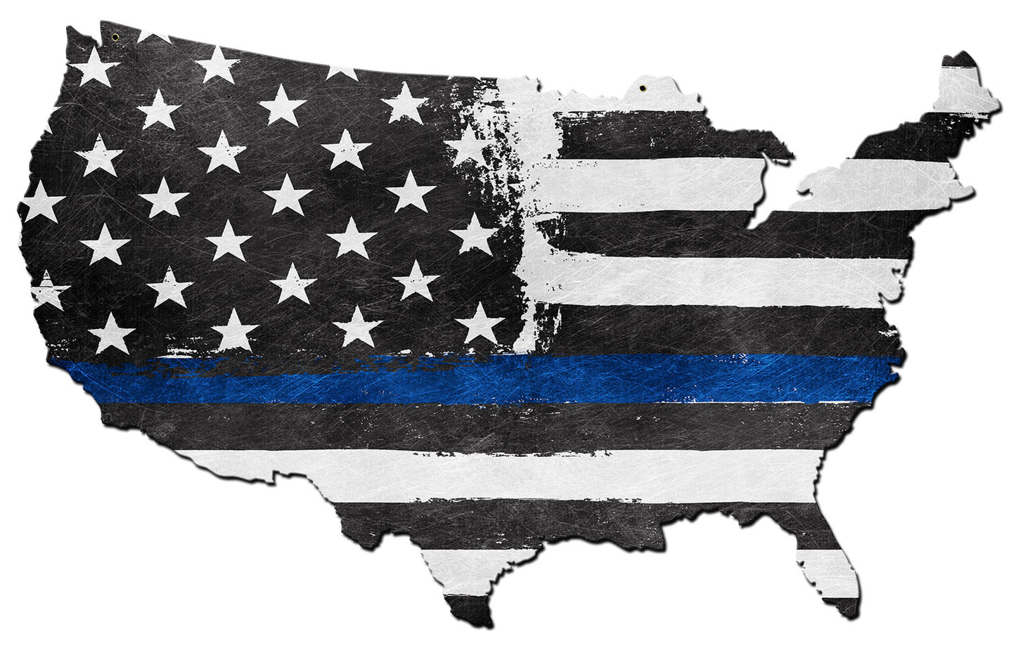 USA Map Thin Blue Line, Patriotic, Metal Sign, Wall Art, 25 X 16 Inches