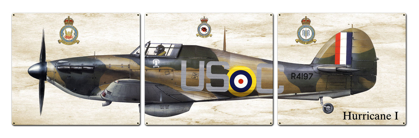 Hurricane I, Aviation, Metal Sign, Wall Art, 16 X 14 Inches