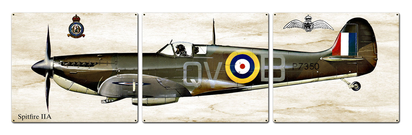 Spitfire IIA, Aviation, Metal Sign, Wall Art, 16 X 14 Inches