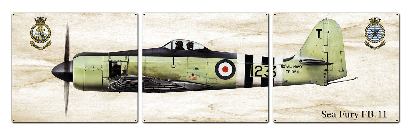 Sea Fury, Aviation, Metal Sign, Wall Art, 16 X 14 Inches