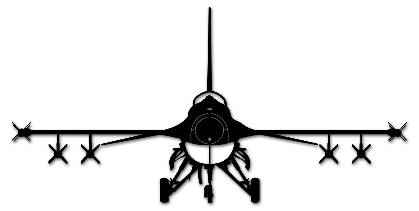 F-16 Silhouette Vintage Sign, Aviation, Metal Sign, Wall Art, 40 X 20 Inches