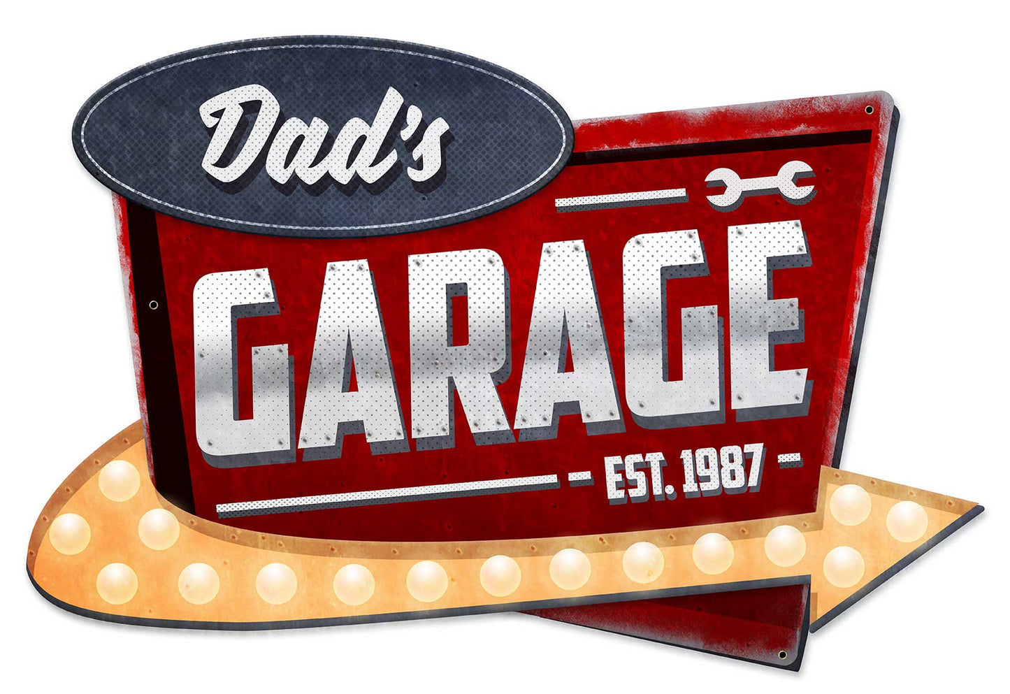 3-D Dad's Garage Vintage Sign, 3-D, Metal Sign, Wall Art, 23 X 15 Inches